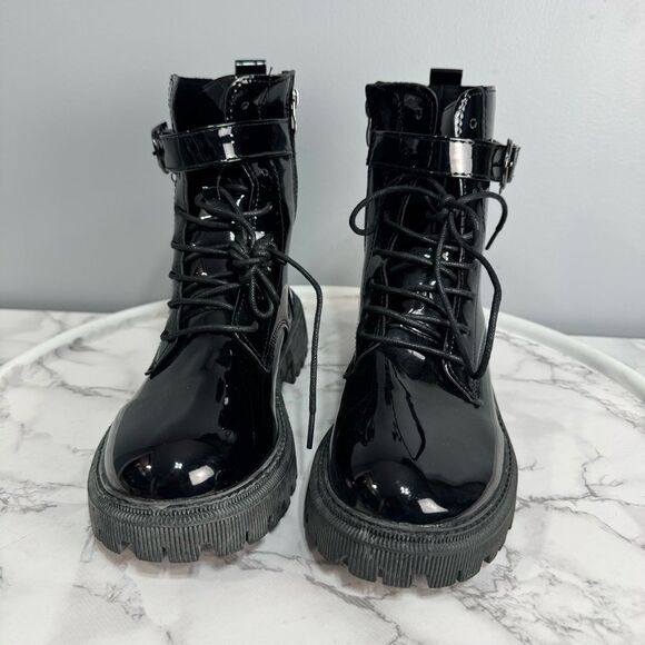 Lily Women’s Glossy Combat Boots sz 7 (Japan 250) NEW #K154 - Picture 4 of 8